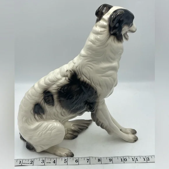 Cuernavaca Mexico Hand Painted Ceramic Borzoi Russian Wolfhound Dog Sculpture